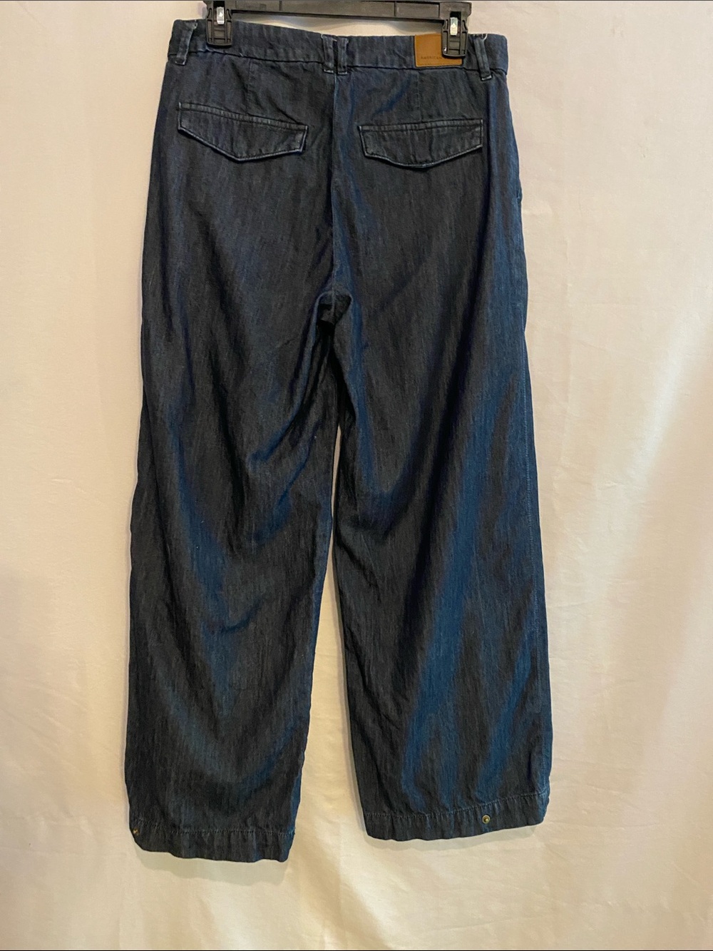 American Eagle size 4 petite convertible trouser jeans dark denim wide leg baggy - Picture 5 of 13